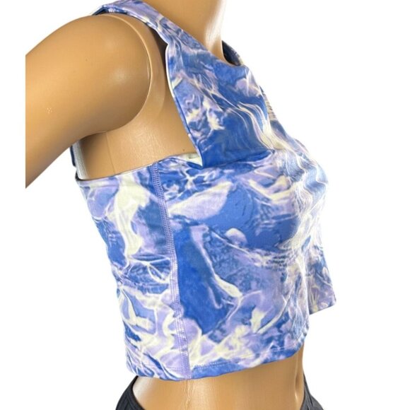 (5 for $25)Champion Blue Ripple Effect Round Neck Sleeveless Crop Top Size Large - Picture 4 of 6